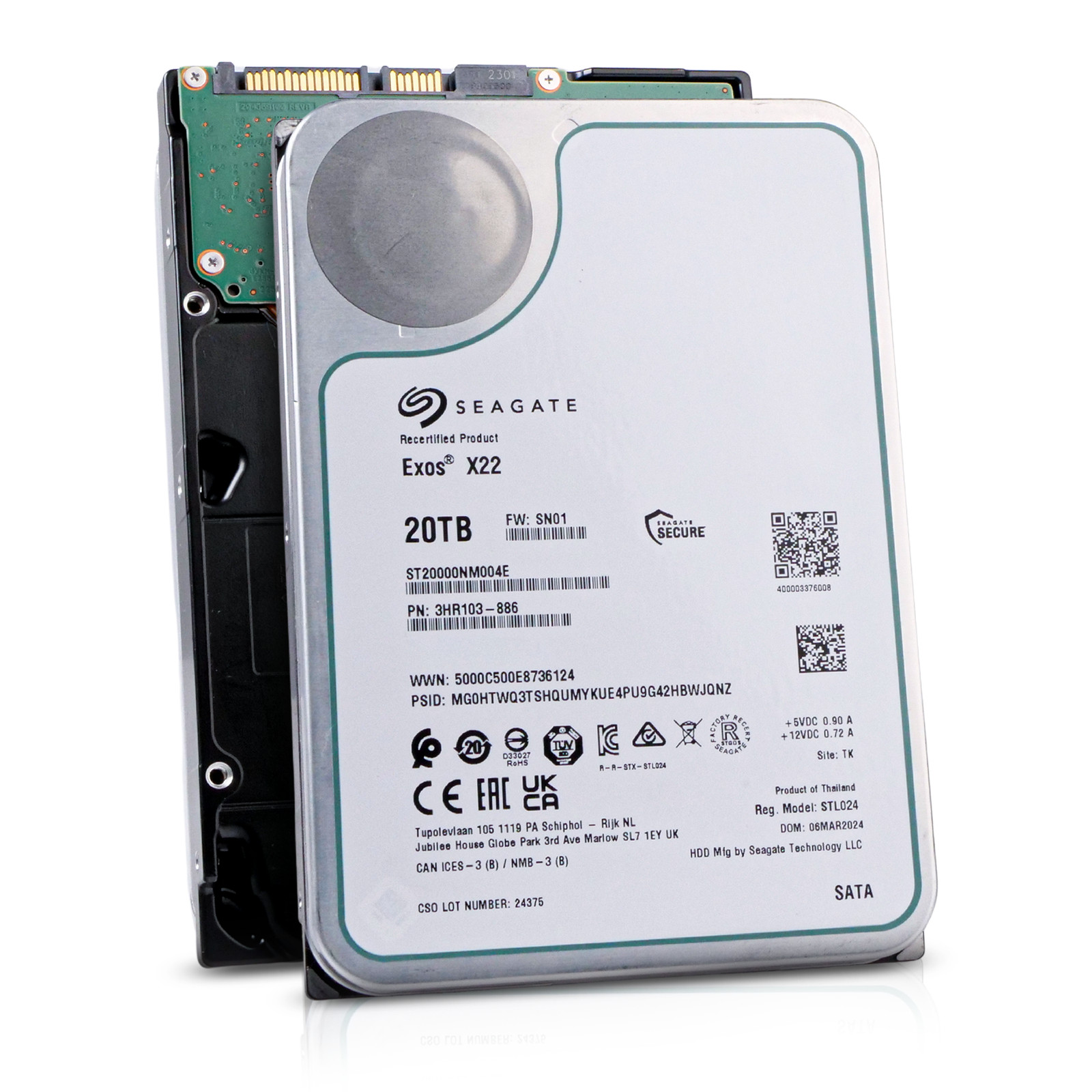 Seagate Exos X22 20TB ST20000NM004E 7.2K RPM SATA 6Gb/s 512e 3.5" Enterprise HDD