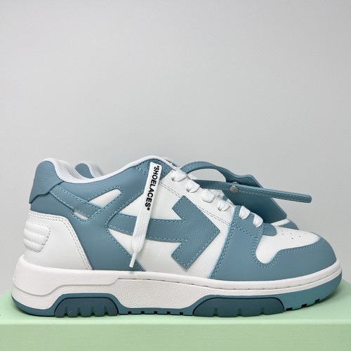 Pre-owned Off-white Out Of Office Low-top Women's Leather Sneakers 10 Us/ 40 Eu White Blue