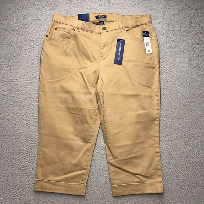 CHAPS Capri Jeans Womns 16W Brown Slimming Fit Cuffed Outdoor Casual Pants NWT