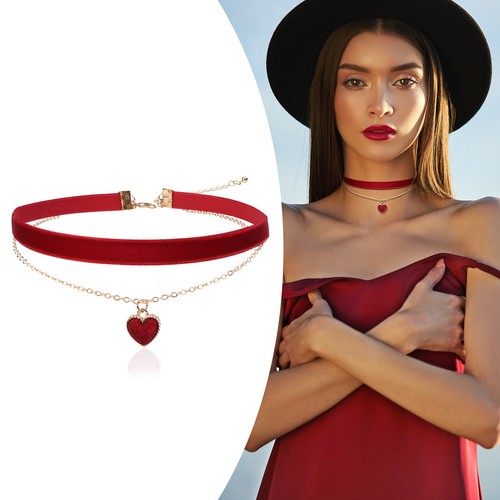 【EVERYBIRTHDAY】Heart Cupid Leather Choker Red ネックレース Amazon.com: TKHLT Dropping Blood Heart Choker Necklace Y2k