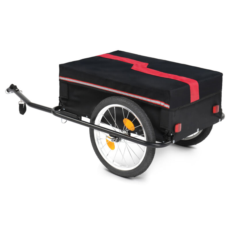 Bike Cargo Trailer, Foldable Bicycle Trailer, Luggage Wagon w/ Removable Cover