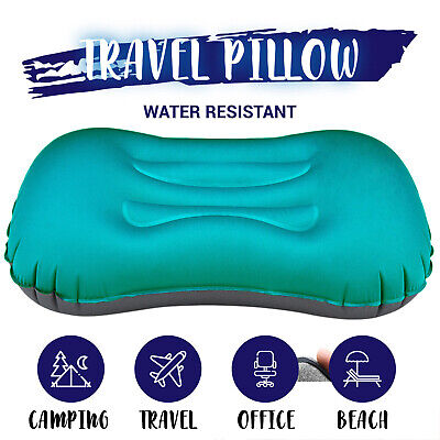 ::Air Pillow Inflatable Cushion Portable Head Rest Compact Travel Camping w/ Pouch