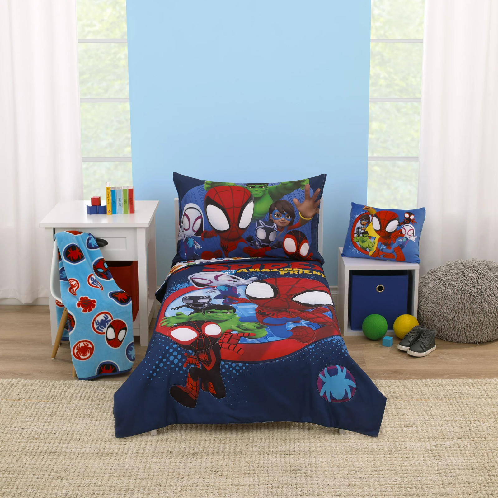 Marvel Spidey Let's Swing Blue 3-PC Toddler Bedding, Comfort