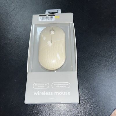 NEW Heyday Wireless Mouse Bluetooth 5.1 & USB Receiver - 33' Range - STONE WHITE