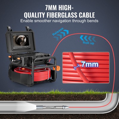 9" Sewer Camera 165 ft/50m Self-Leveling Drain Camera with 512Hz Transmitter