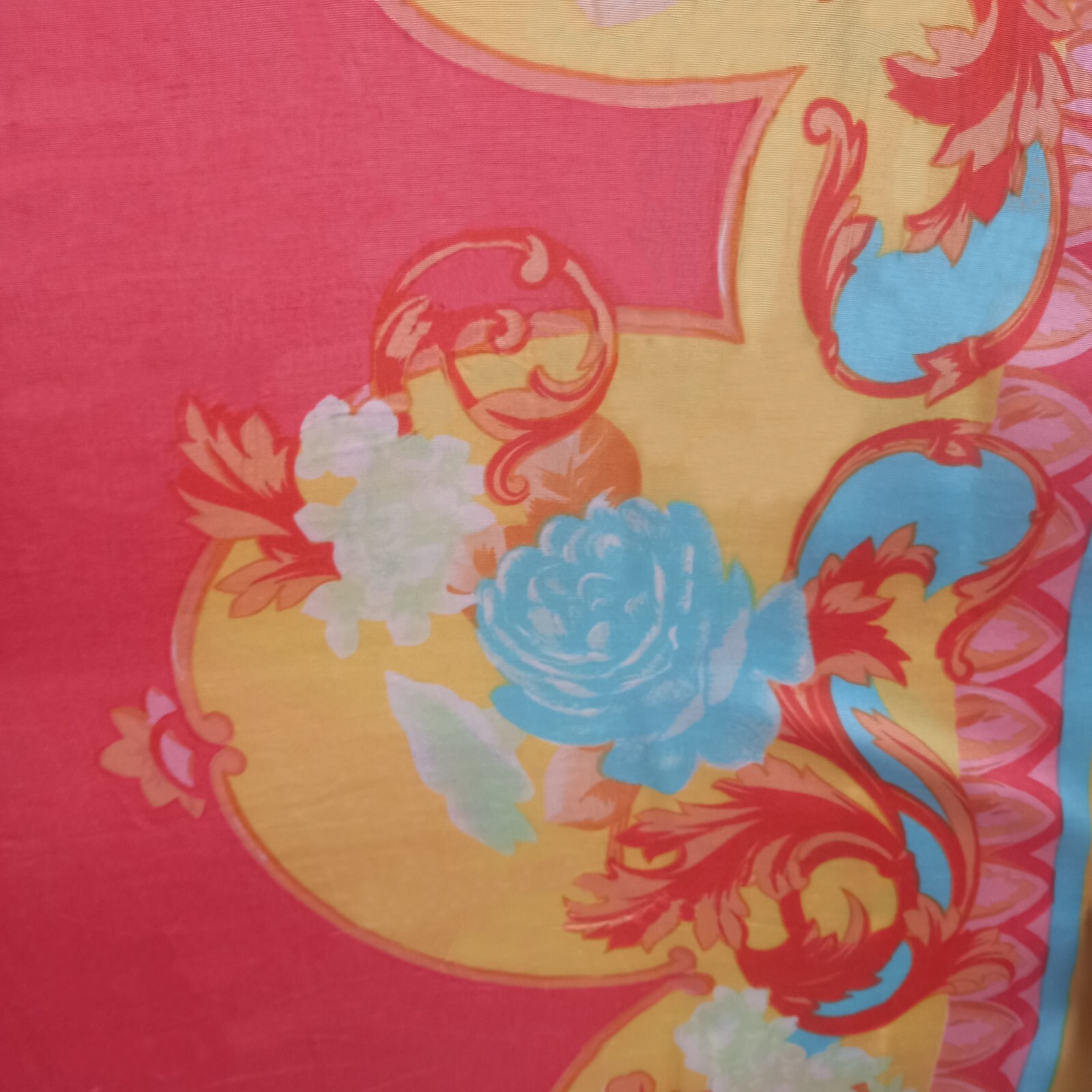 Pre-owned Curvy Couture Women Clothing Summer Griff  Long Dress Kaftan Roses Chiffon Salmon In Pink