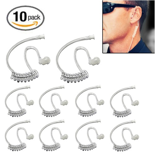 10x Clear Coiled Acoustic Tube for Two Way Radio Earpiece Headset Speaker Mic