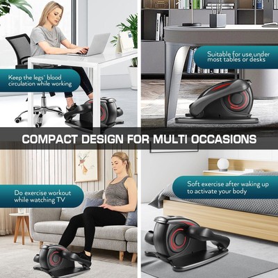 Compact Under Desk Bike Elliptical Machine Trainer Electric Foot Pedal Exerciser