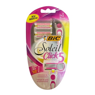 BIC Soleil Click 5 Women's Disposable Razor with 1 Handle and 3 Refills