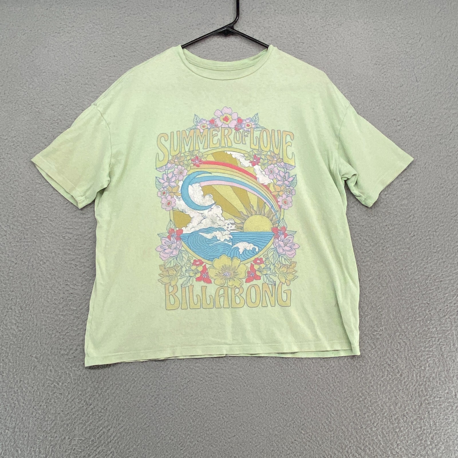 Billabong T-Shirt Womens XS Oversized Floral Beachy Graphic