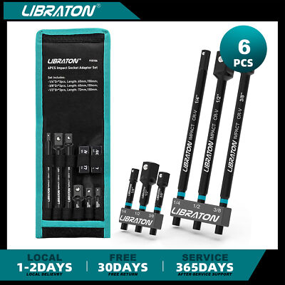 Libraton Impact Grade Socket Adapter Set 3'' 6'' 12'' Socket Extension 1/4 3/8 1/2