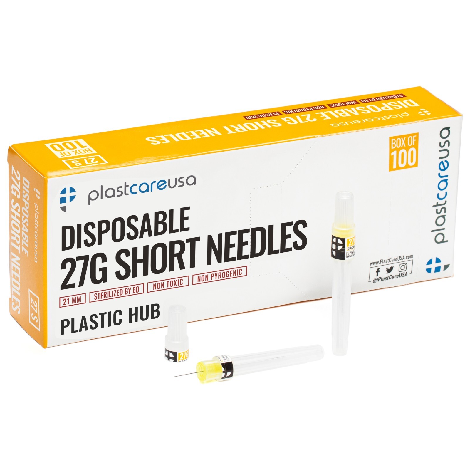 200 27G Short, 21mm Disposable Dental Needles in Perforated Box (2 Box of 100)