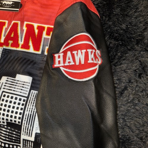 Pre-owned Team Pro Standard Atlanta Hawks Black  Remix Varsity Jacket Size 2xl Brand