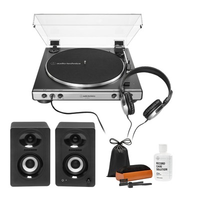Audio-Technica AT-LP60XHP Belt-Drive Turntable with HeadphonesSpeakers and Kit