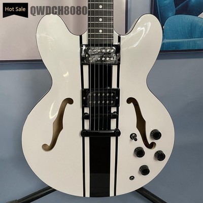 Custom Semi-Hollow Body ES-355 Tom Delonge Electric Guitar Black Parts 6Strings