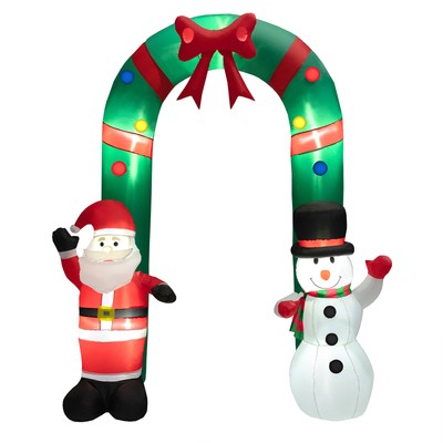 Topbuy 8FT Tall Christmas Inflatable Santa Claus and Snowman Archway, Large