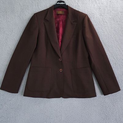Vintage Levis Strauss Blazer Womens 14 Brown 2 Button Lined Coat 80s Career