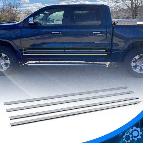 Подходит для DODGE RAM 1500 2019-2022 2020 CREW CAB ХРОМИРОВАННАЯ ОТДЕЛКА БОКОВОГО МОЛДИНГА КУЗОВА ABS