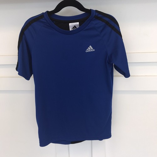 Adidas T-Shirt Boys Performance Tee Youth Size 7 Blue Black