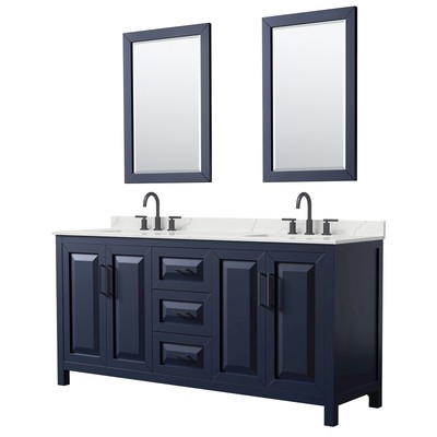 Wyndham Collection WCV252572D-QTZ-US3M24 Daria 72'' - Dark Blue / Giotto Quartz