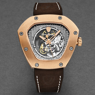 Pre-owned Tonino Lamborghini Men's 'spyderleggero' Skeleton Dial Automatic Watch Tlf-t06-5
