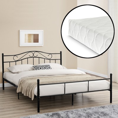 ® Metallbett 180x200cm Weiß Bett Bettgestell Doppelbett en.casa Lattenrost