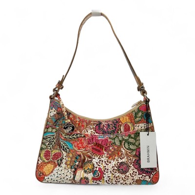 Brahmin Esme Multicolor Floral Crocodile Leather Shoulder Bag NWT
