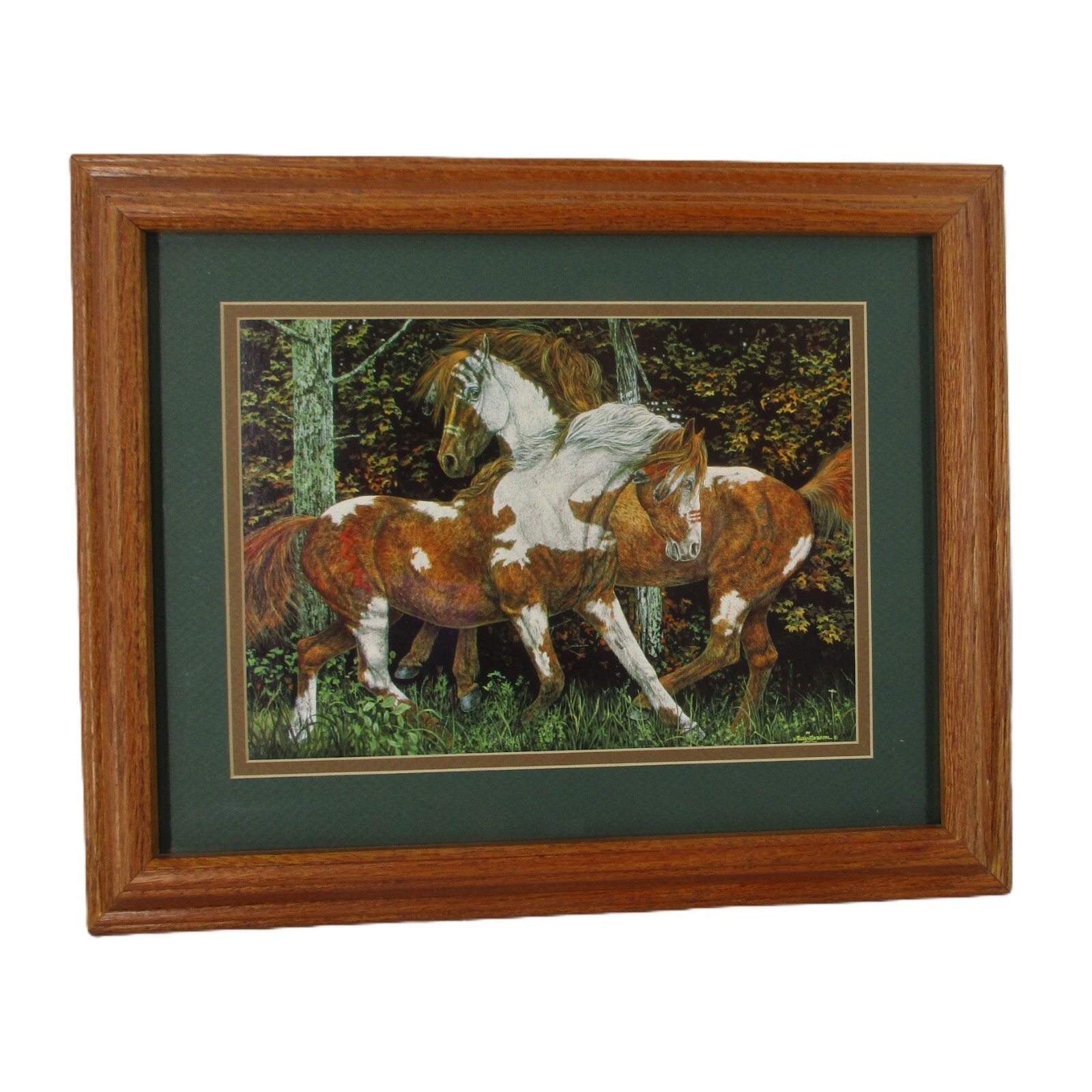 C50）ラーソン リトグラフSpirit only-horses &eagles Judy Larson In Spirit Only Oak Framed Print Tribal Horses