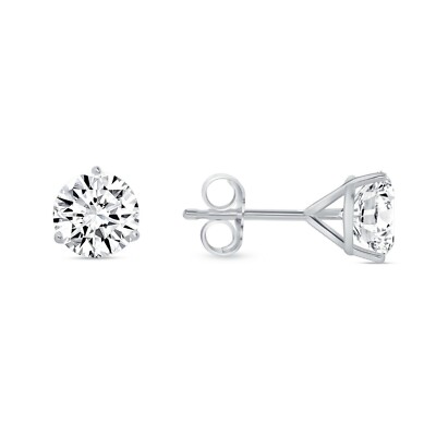 Pre-owned Shine Brite With A Diamond 2.75 Ct Round Cut Earrings Studs Solid Real 14k White Gold Push Back Martini In White/colorless