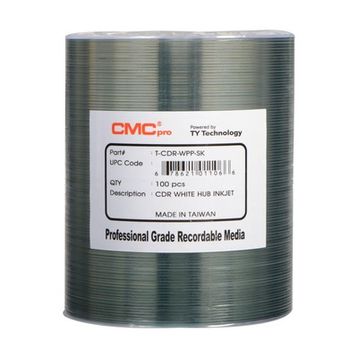 CMC Pro - Powered by TY Technology 48X White Inkjet Hub Printable CDR 80Min/7...