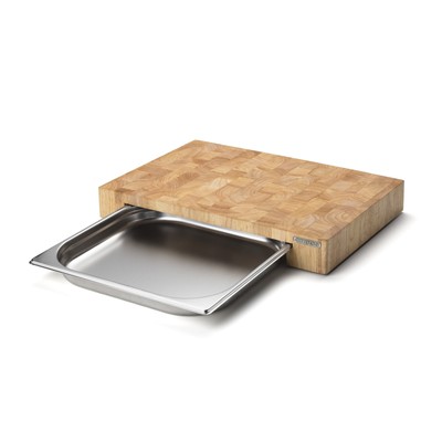 CONTINENTA Schneidebrett mit Edelstahl Schublade 48 x 32,5 x 6,5 cm