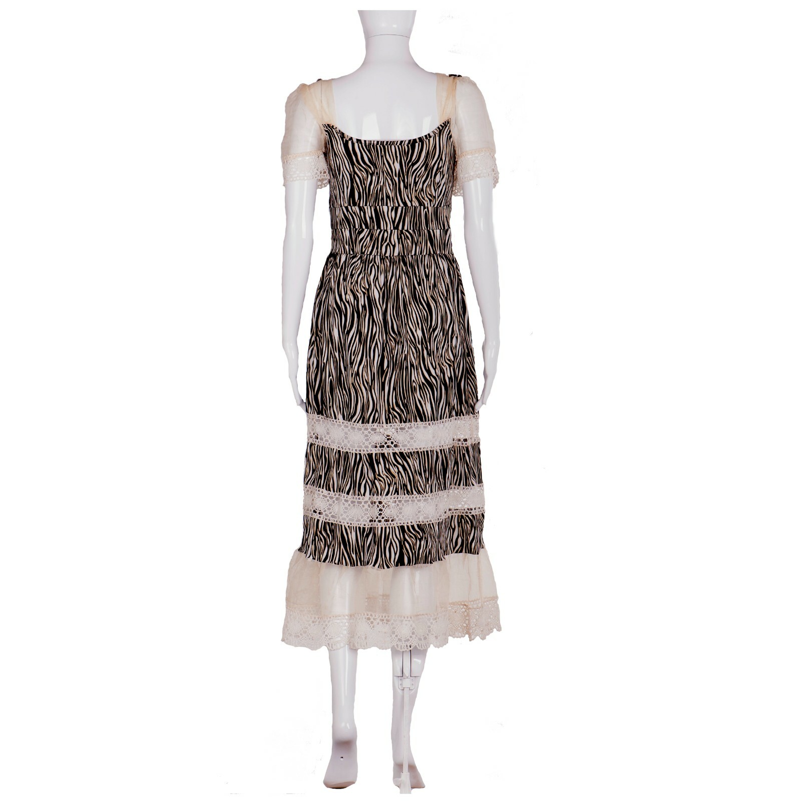 Pre-owned Amira Di Transilvania Women Clothing Summer Dress Fashion Brand Embroidered Black White Animal Print 1