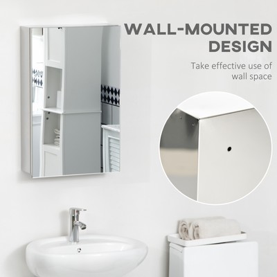kleankin Bathroom Cabinet Wall Mounted Mirror Cabinet with Hinged Door