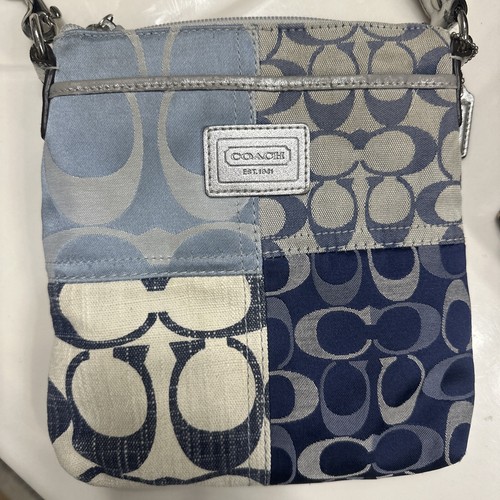 Coach Poppy Signature Denim Patchwork Leather Crossbody