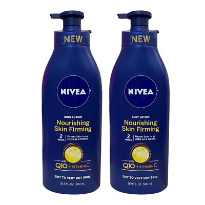 2 Pack Nivea Nourishing Skin Firming Body Lotion w/ Q10 & Vitamin C 16.9 oz Pump