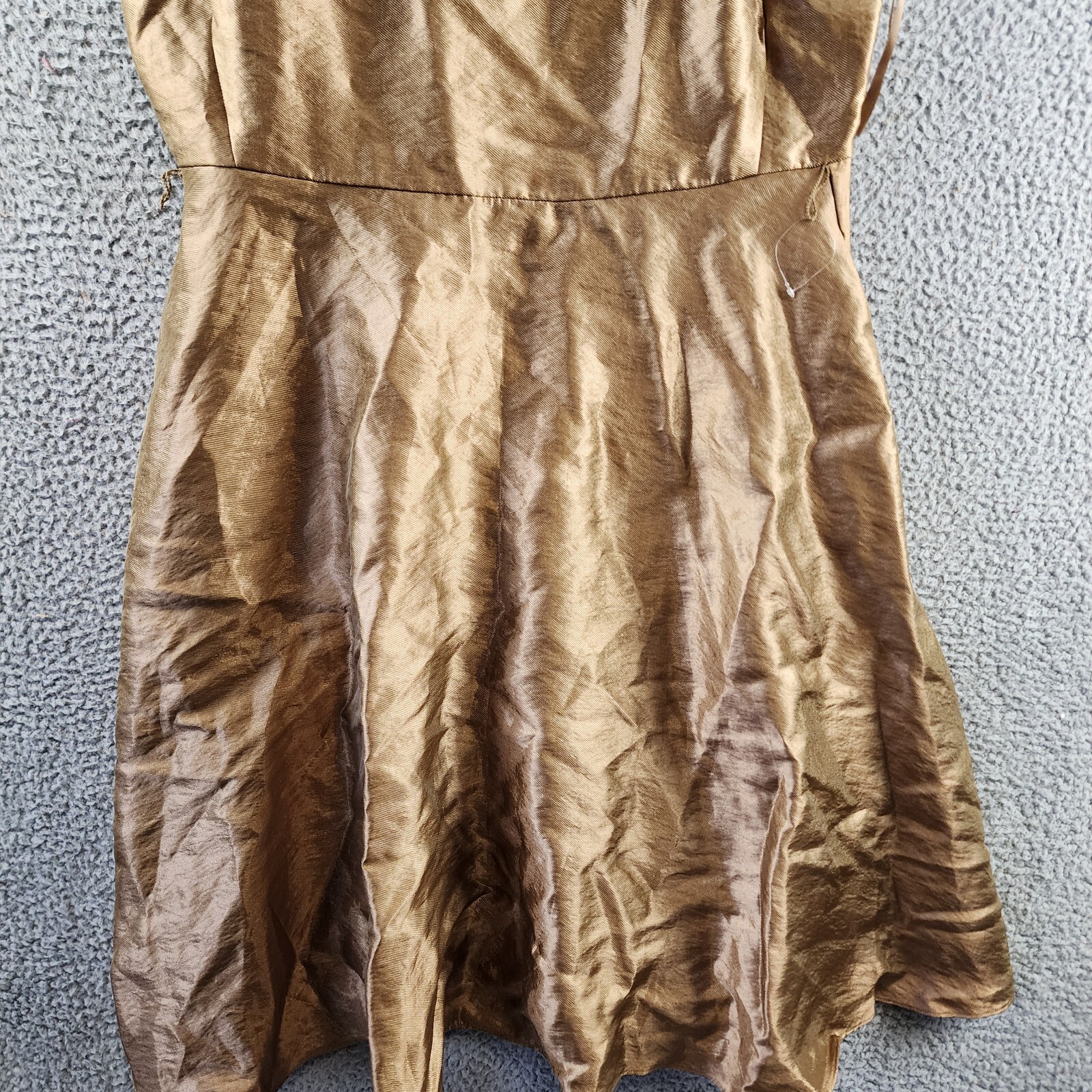 Lauren Ralph Lauren Metallic Twill Cocktail Dress Women's 12 New Bronze Back Zip - Picture 4 of 13