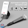 Cubilux XLR Female to Lightning Microphone Cable for Recording, Karaoke, XLR Dynamic Microphone to Lightning Braided Cable for iPhone 14/13/12 pro max, iPad 9/8/7, iPod, 2m/6.5FT