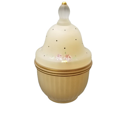 Vintage Devilbiss Glass Dresser Jar Cream Satin Floral Polka Dot Hand Painted
