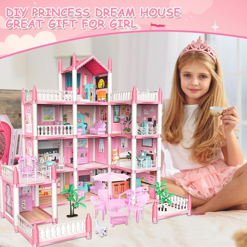 DIY Princess Dream Pink House Great Gift For Girl Doll