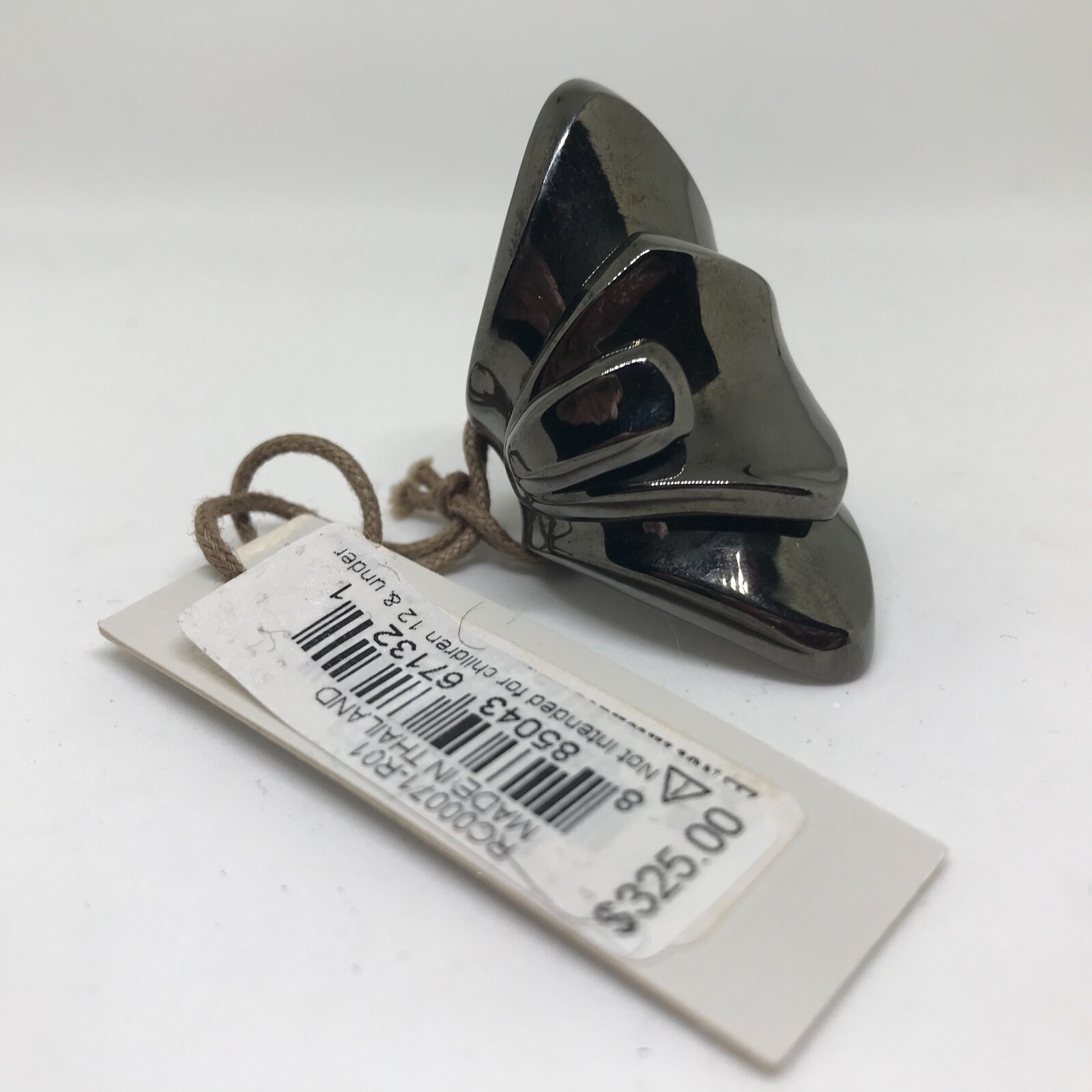 Pre-owned Robert Lee Morris $325nwtblack / Gunmetal Ringsilver Platedsize 6.5 To 7 In Silver