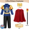 G.C Boys King Prince Charming Costume with Cape Kids Royal Dress Up Outfits Halloween Cosplay Role Play Birthday Gifts