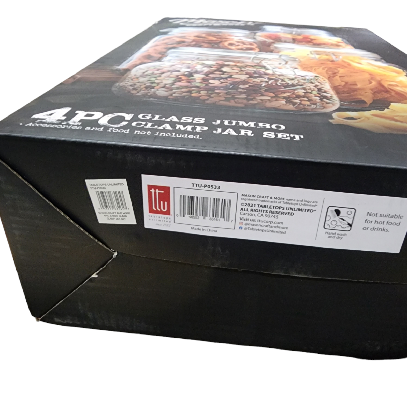 Mason Jar Kitchen Canister Set 4 Pc Jumbo Glass Jars Kitchen Storage Clamp Lid