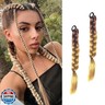2 Packs 16 Inch Ombre Brown Long Braid Ponytail Extension for Black Women with Tie Straight Braid Extensions Can be Restyle Soft Synthetic Piece for Women