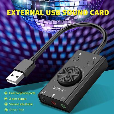 3.5mm Stereo Sound Card For Headset Mic PS4 Laptop PC External USB Audio Adapter