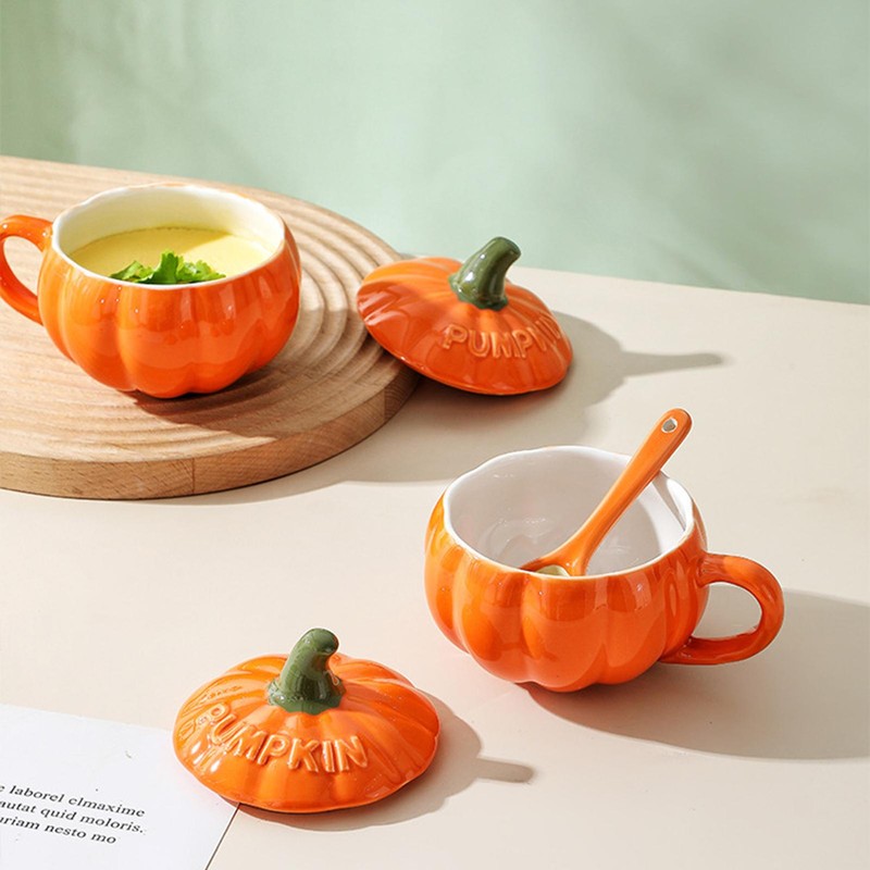 Pumpkin Cup For Kids Halloween Pumpkin Cartoon Coffee Mug With Lid Great Gift