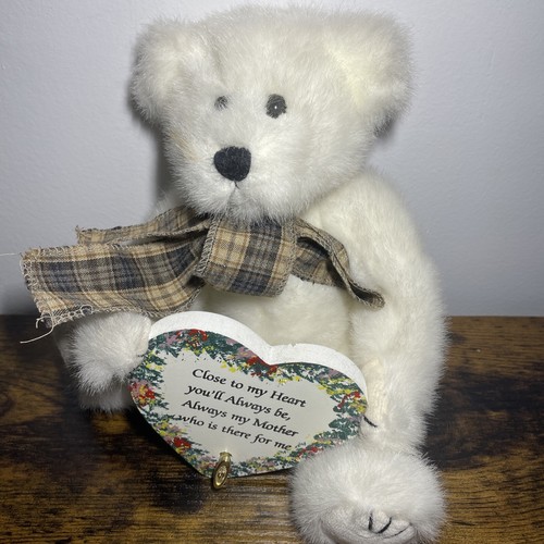 Plush Image White Teddy Bear with Heart shaped music box