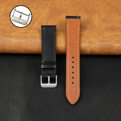 Black Full Grain Leather Watch Strap Men 18mm 20mm 22mm Handmade Slim Style