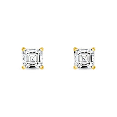 Pre-owned Shine Brite With A Diamond 1.75 Ct Princess Cut Earrings Studs Real Solid 14k Yellow Gold Push Back Martini In White/colorless
