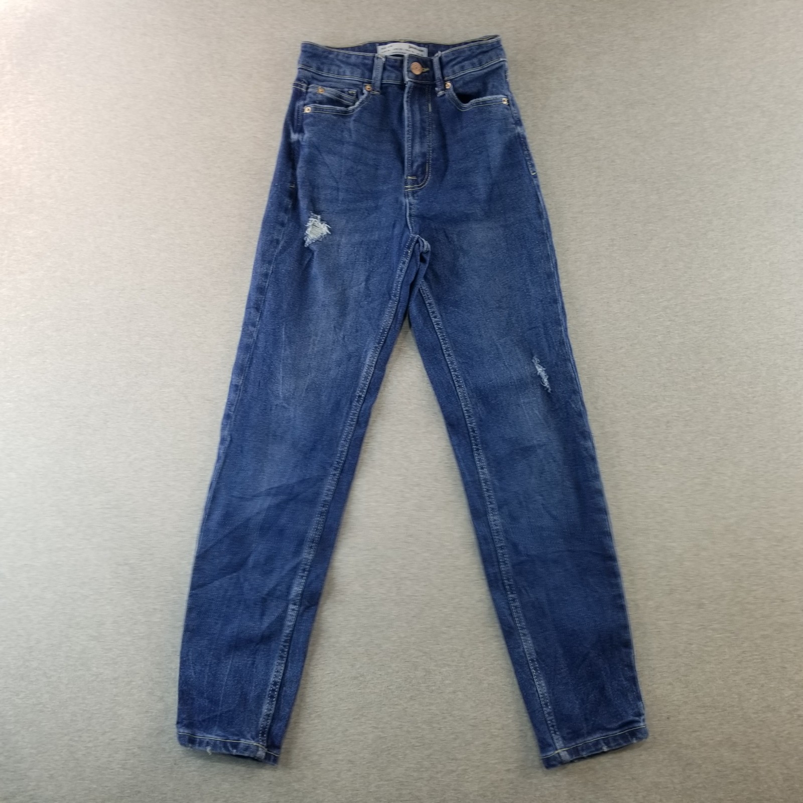Stradivarius Jeans Women's Sz 02 Stretch Mat. Med Wash Normcore Trendy Stylish