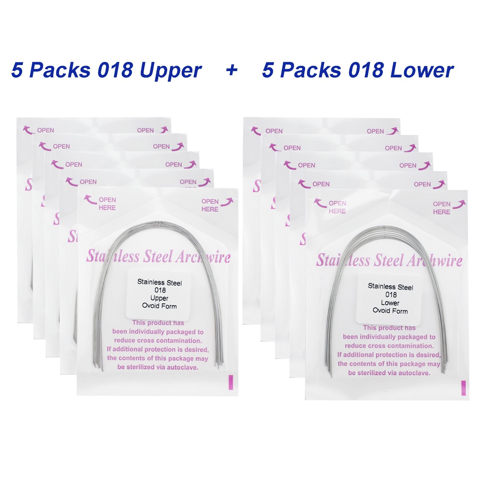 100Pcs Dental Orthodontic Arch Wire NiTi Stainless Steel Ovoid Round Rectangular